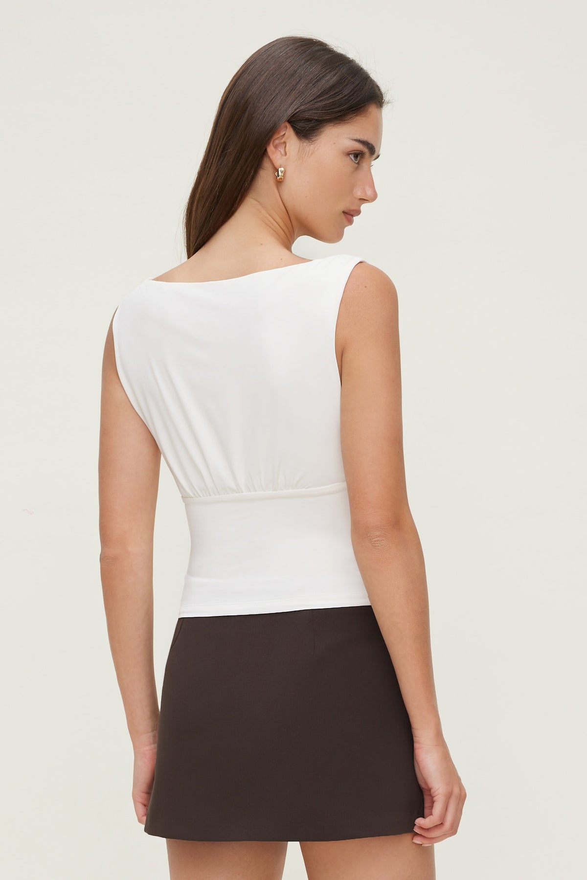 Dynamite Sculpt Cinched Waist Top White