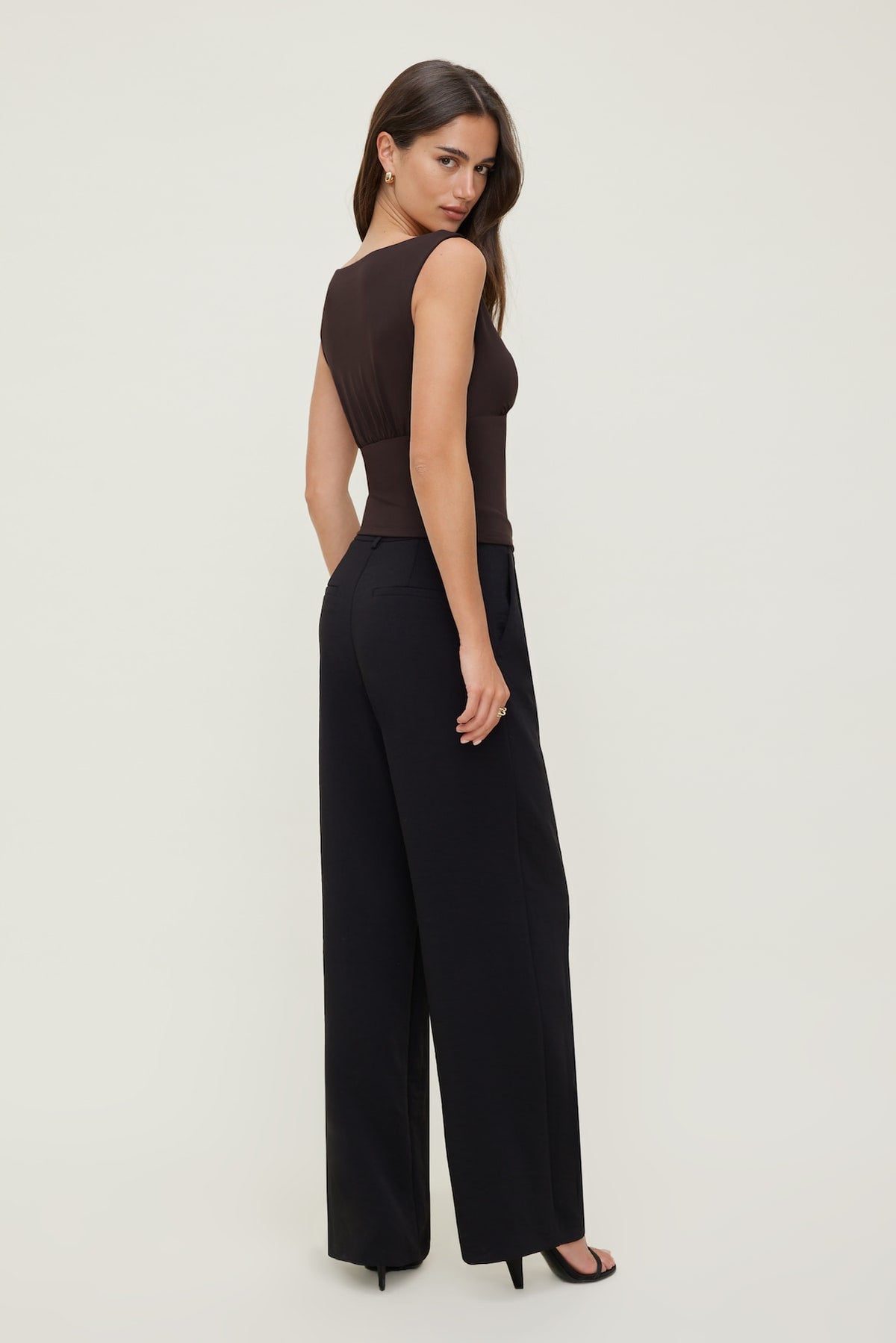 Dynamite Sculpt Cinched Waist Top Brown