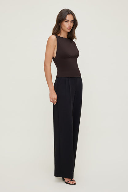 Dynamite Sculpt Cinched Waist Top Brown