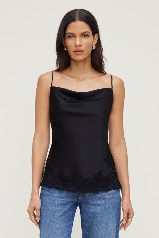 Dynamite Madi Lace Satin Cami Top Black