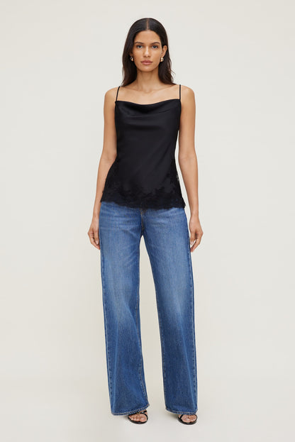 Dynamite Madi Lace Satin Cami Top Black