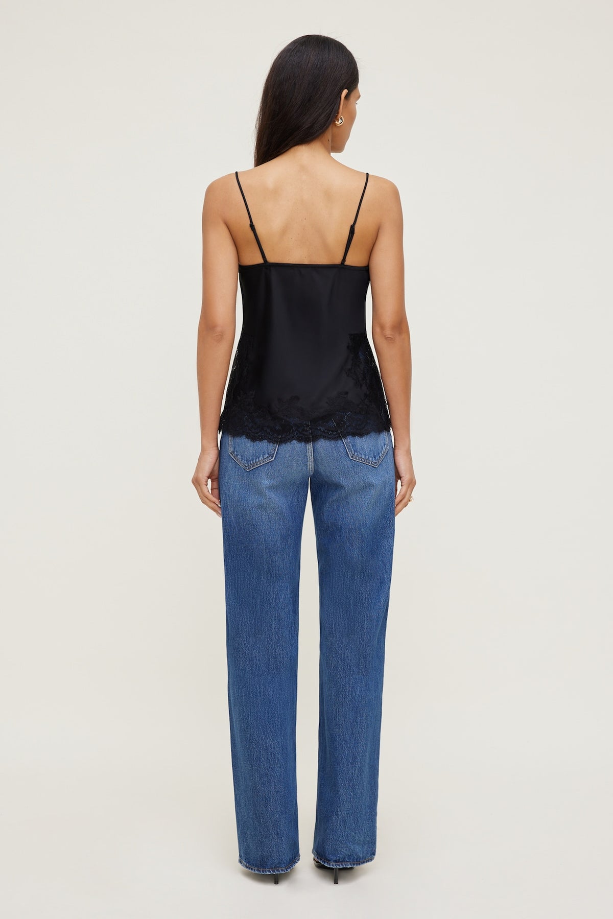 Dynamite Madi Lace Satin Cami Top Black