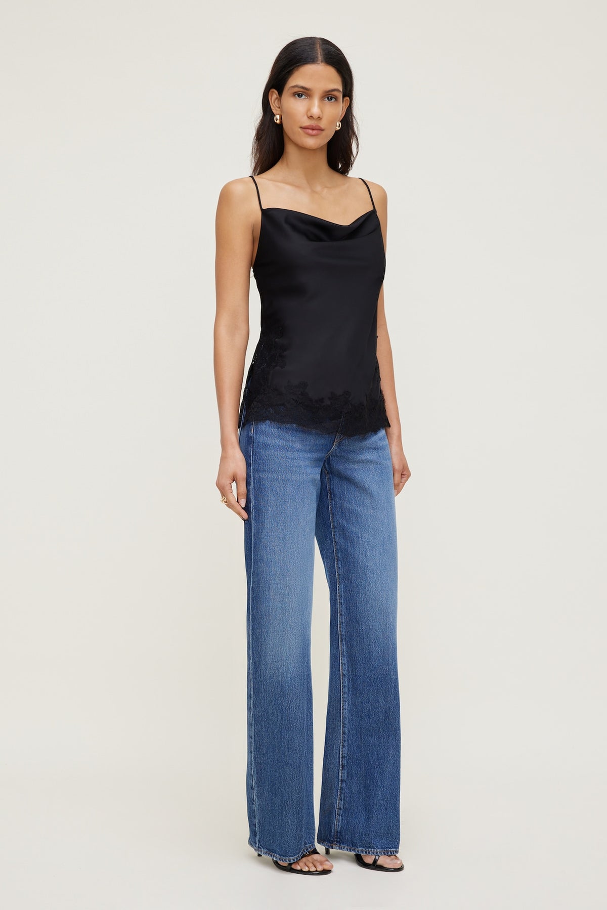 Dynamite Madi Lace Satin Cami Top Black