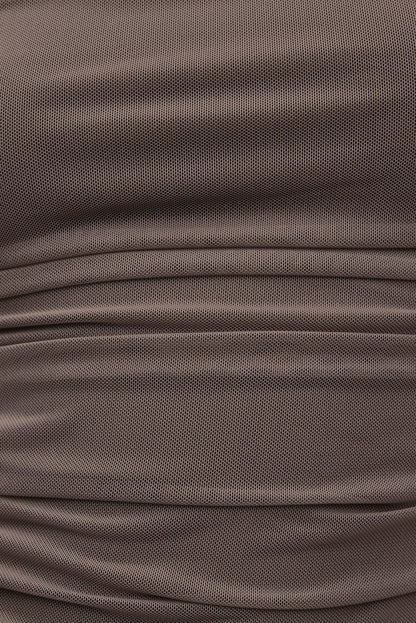 Dynamite Ruched Mesh Tank Top Brown