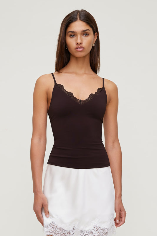 Dynamite Sculpt Lace Trim Cami Top Purple