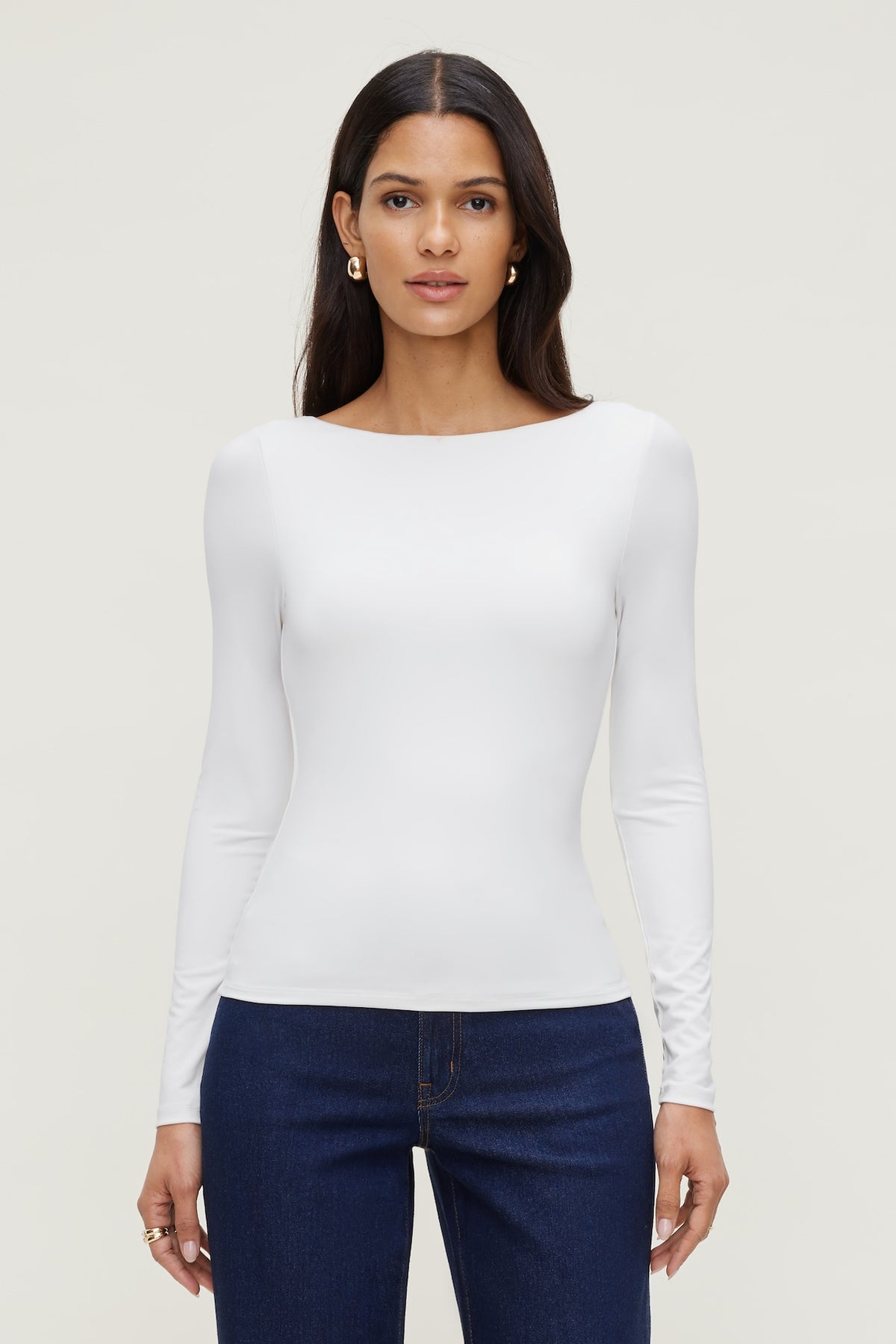 Dynamite Nola Sculpt Long Sleeve Top White