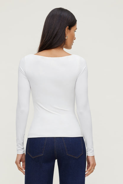 Dynamite Nola Sculpt Long Sleeve Top White