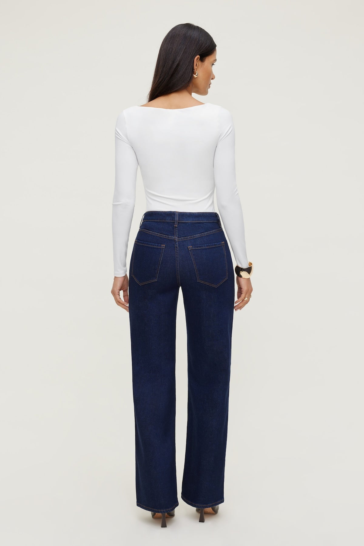 Dynamite Nola Sculpt Long Sleeve Top White
