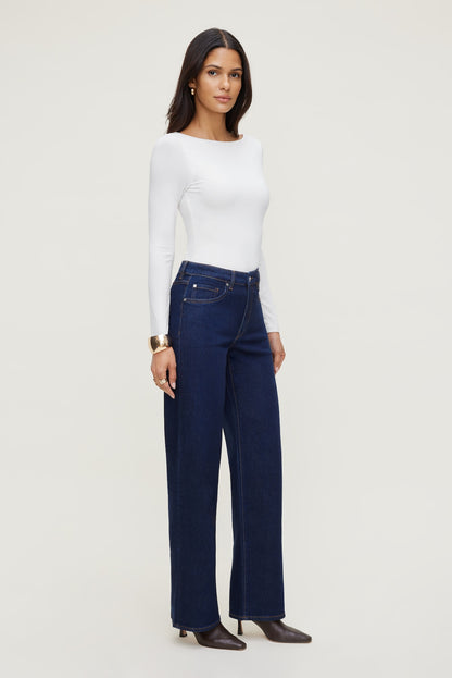 Dynamite Nola Sculpt Long Sleeve Top White