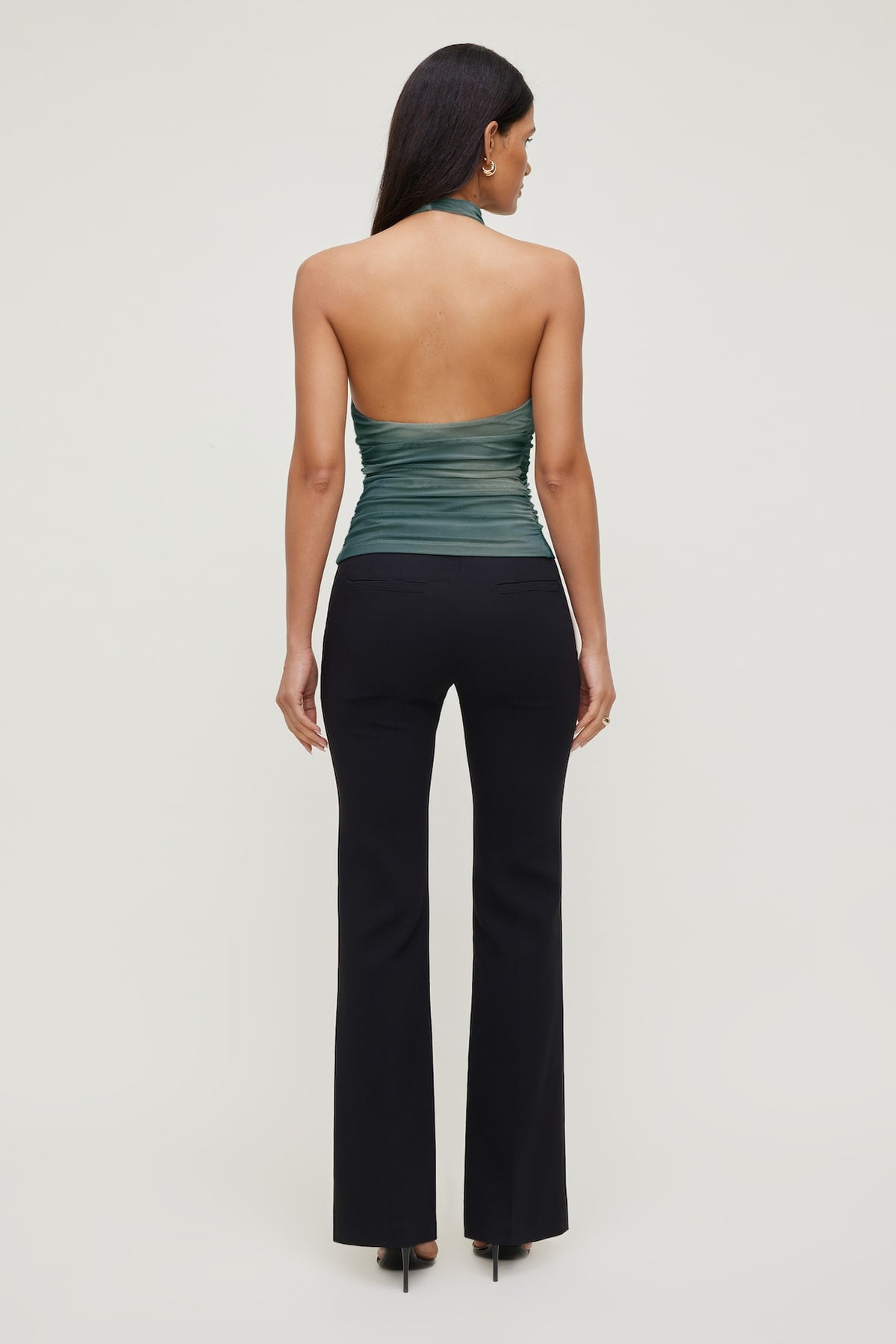 Dynamite Draped Mesh Halter Top Blue