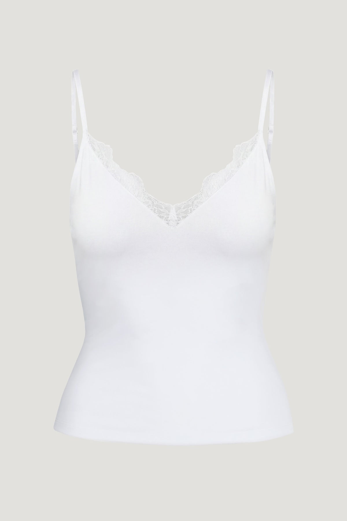 Dynamite Sculpt Lace Trim Cami Top White