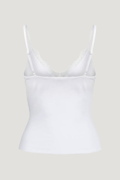 Dynamite Sculpt Lace Trim Cami Top White