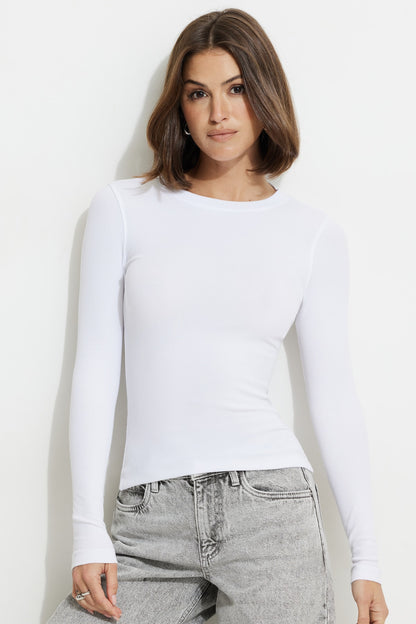 Dynamite Tedi Ribbed Long Sleeve T Shirt White