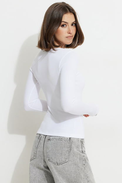Dynamite Tedi Ribbed Long Sleeve T Shirt White