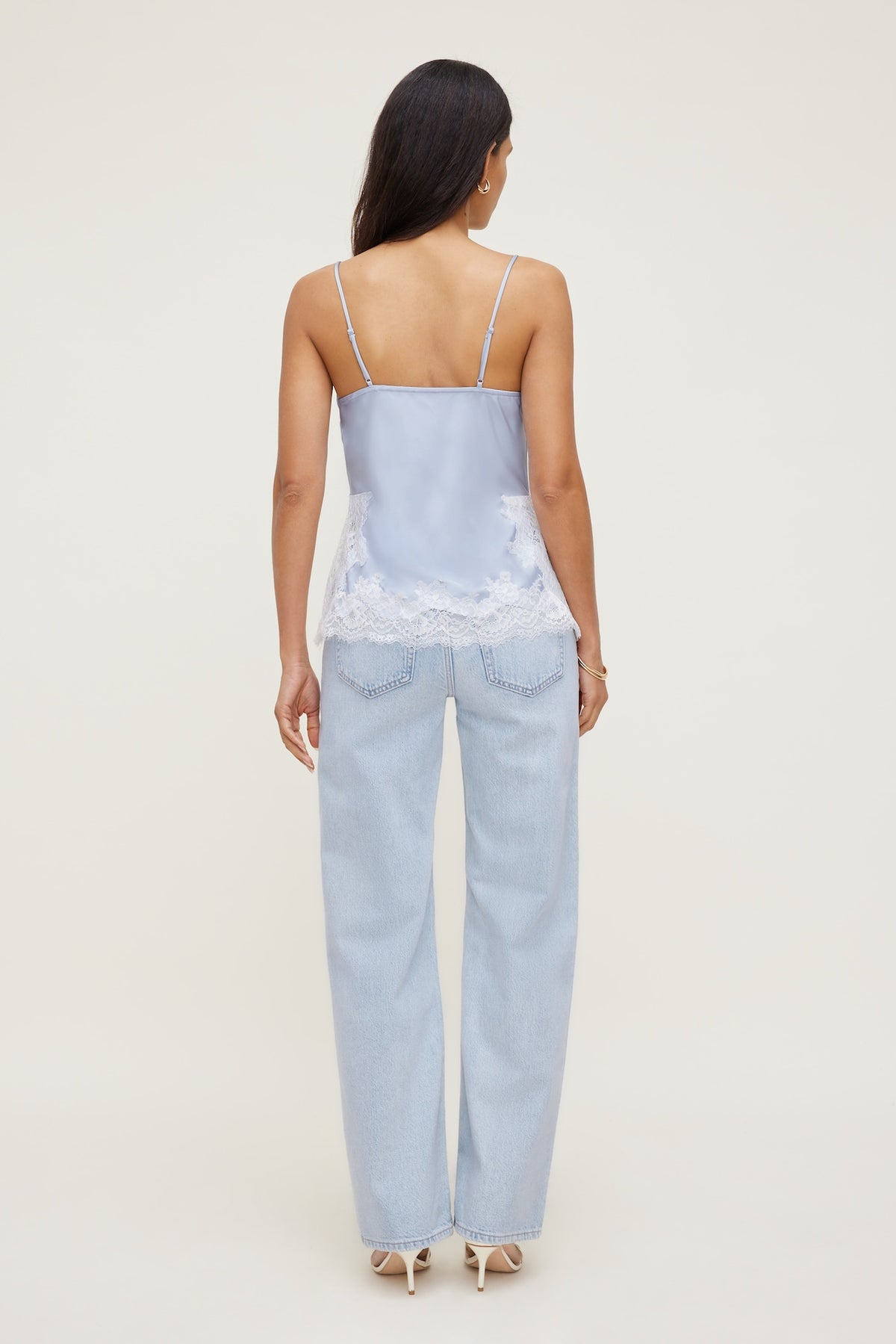 Dynamite Madi Lace Satin Cami Top Blue