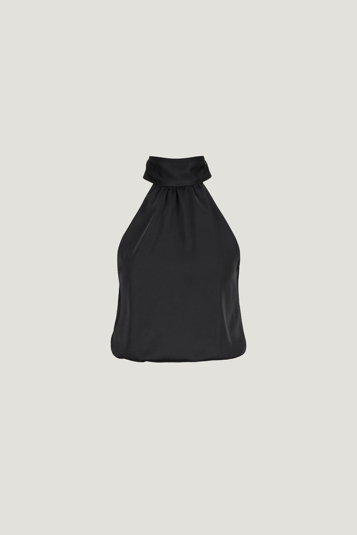 Dynamite Paloma Bubble Satin Halter Blouse Black