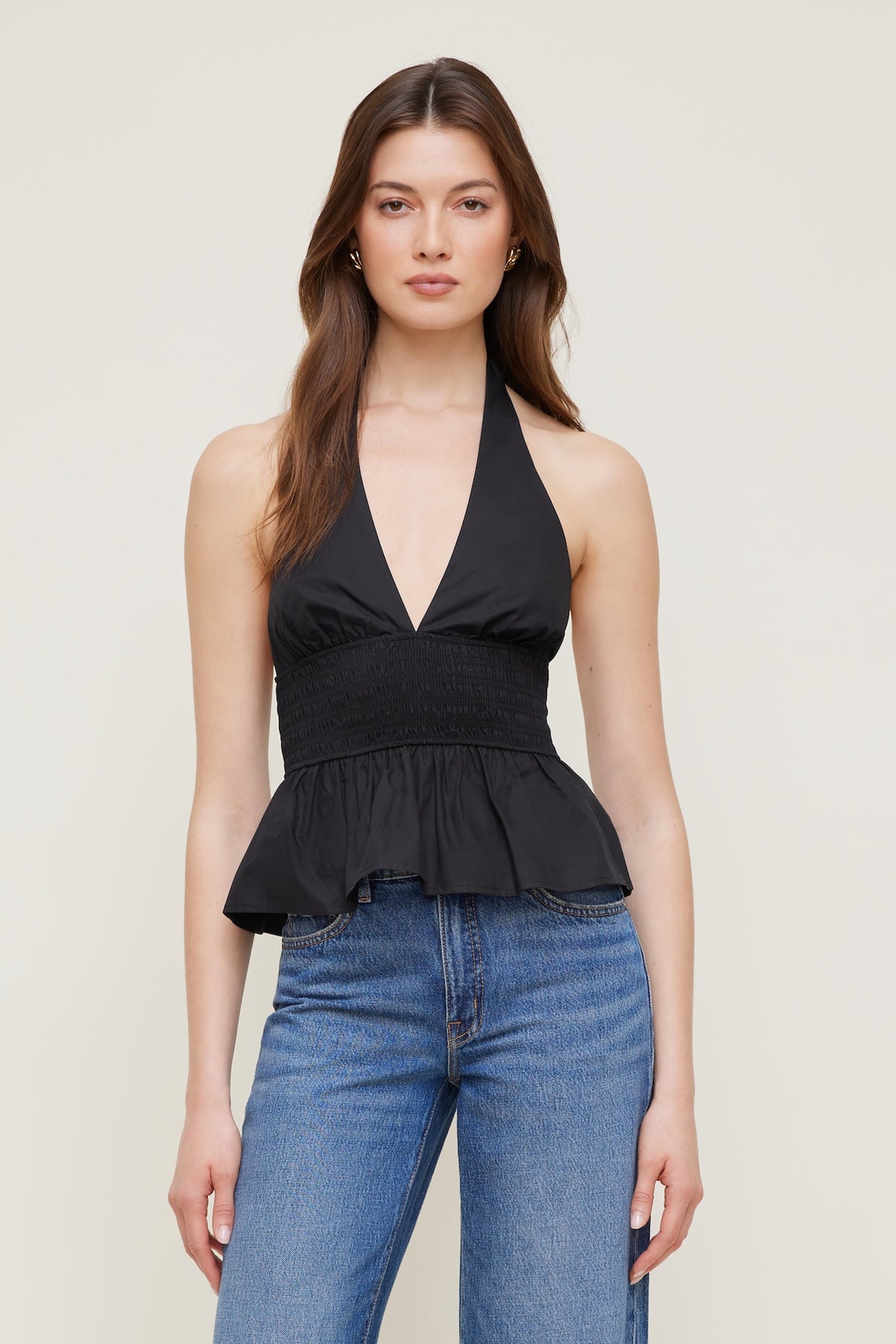 Dynamite Poplin Halter Top Black