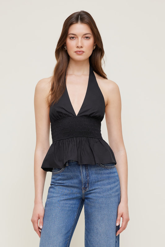 Dynamite Poplin Halter Top Black