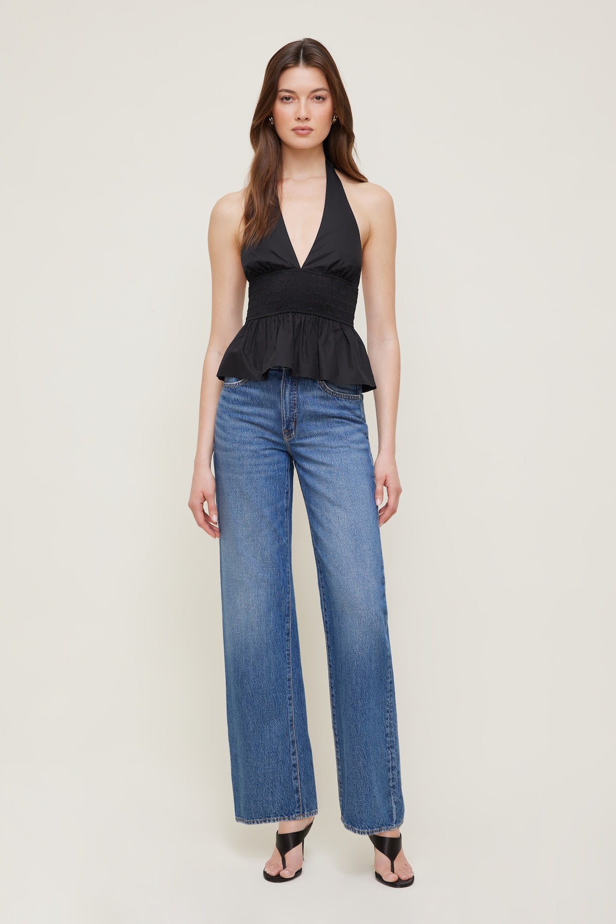 Dynamite Poplin Halter Top Black
