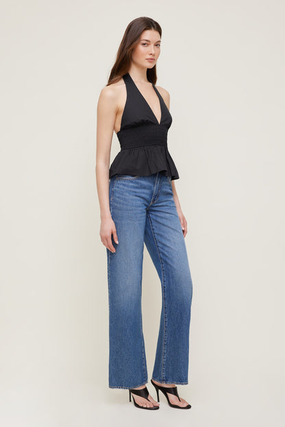 Dynamite Poplin Halter Top Black