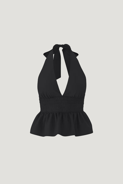 Dynamite Poplin Halter Top Black