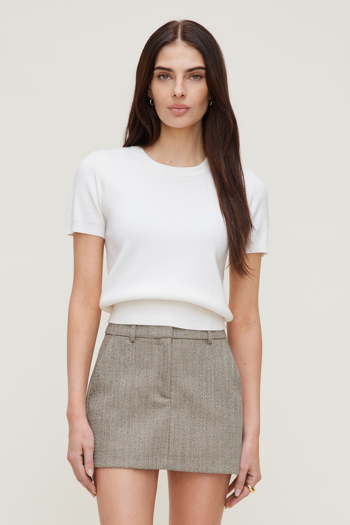 Dynamite Clara Short Sleeve Sweater White