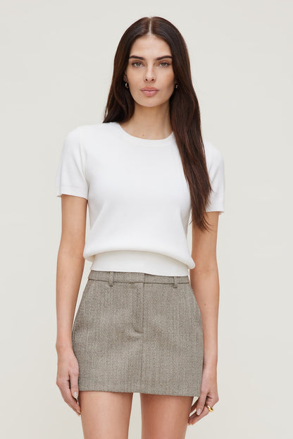 Dynamite Clara Short Sleeve Sweater White