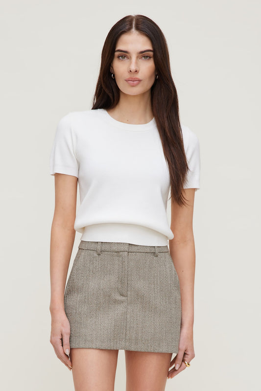 Dynamite Clara Short Sleeve Sweater White