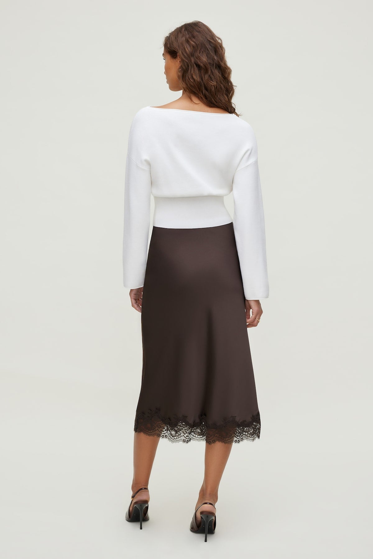 Dynamite Cinched Boat Neck Sweater White