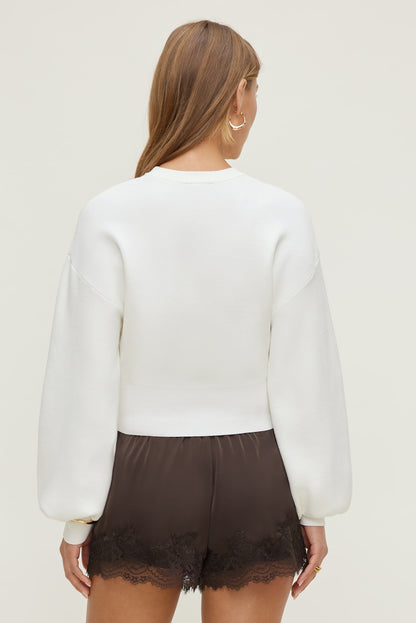 Dynamite Balloon Sleeve Sweater White