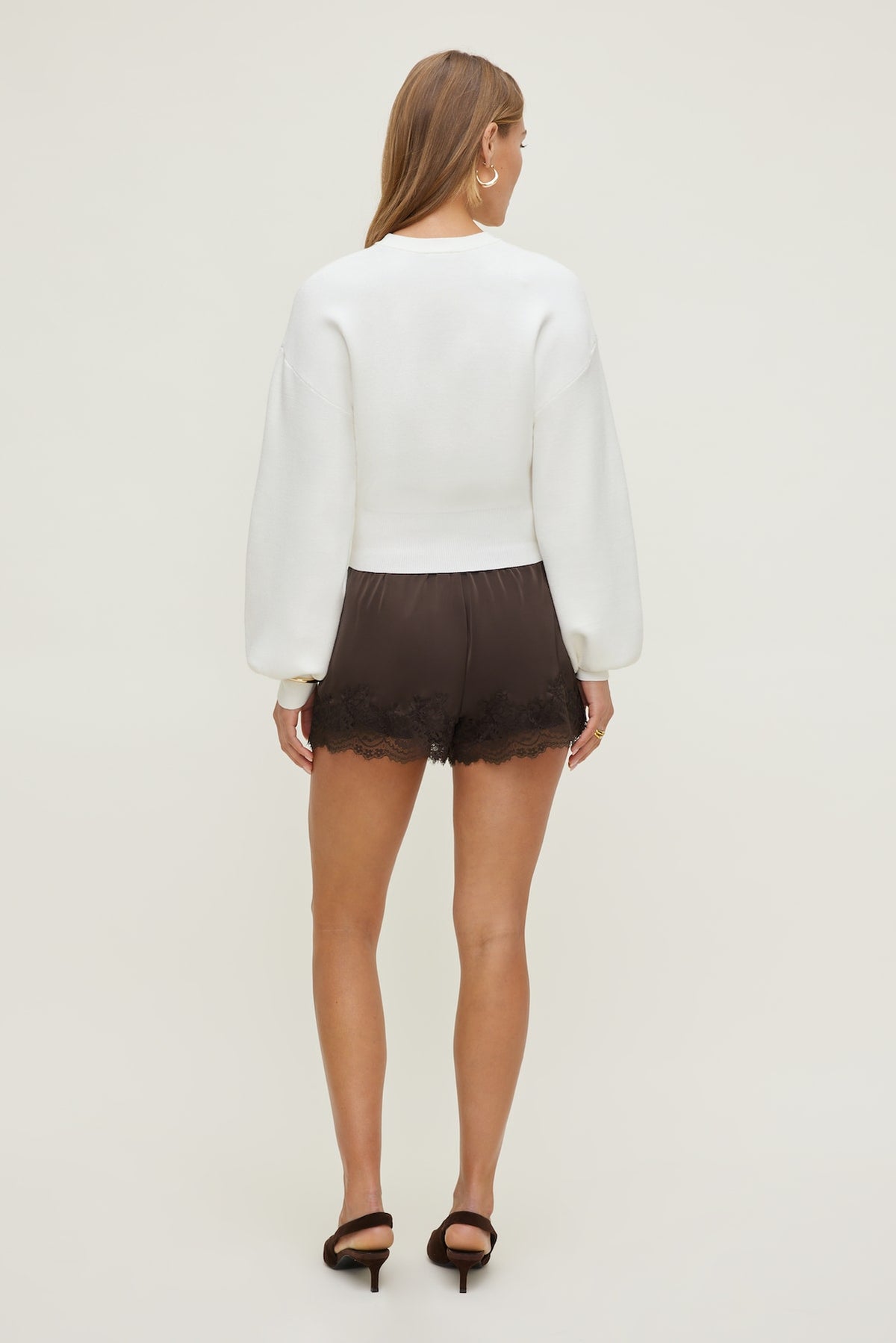 Dynamite Balloon Sleeve Sweater White