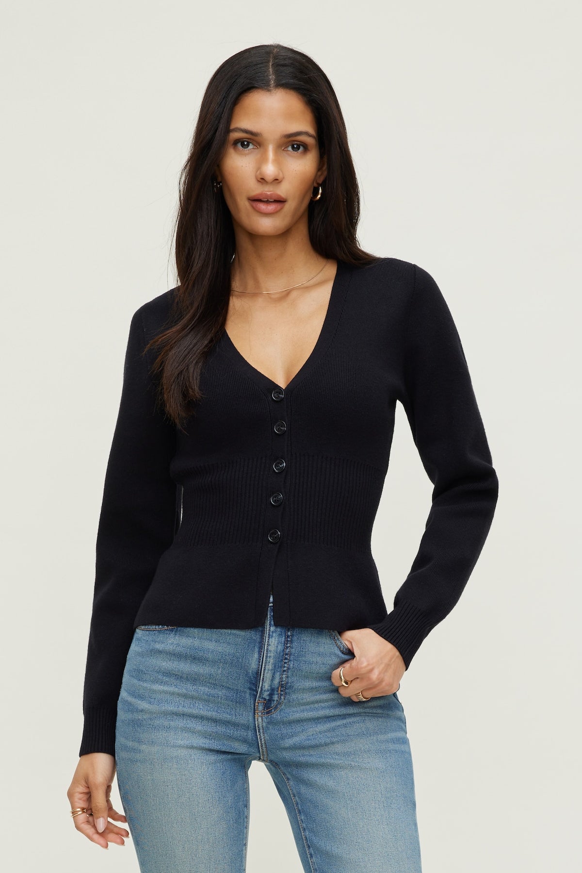Dynamite Cinched Waist Cardigan Black