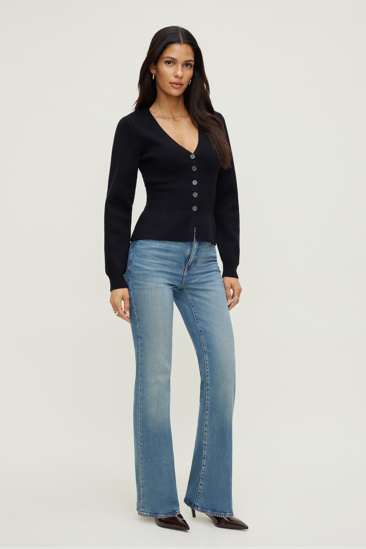 Dynamite Cinched Waist Cardigan Black