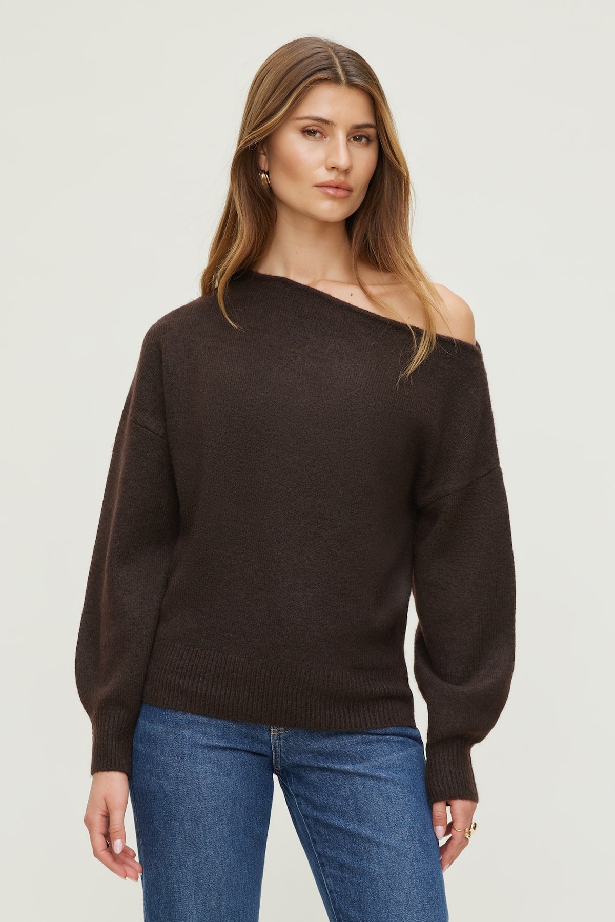 Dynamite Lola Off Shoulder Sweater Brown