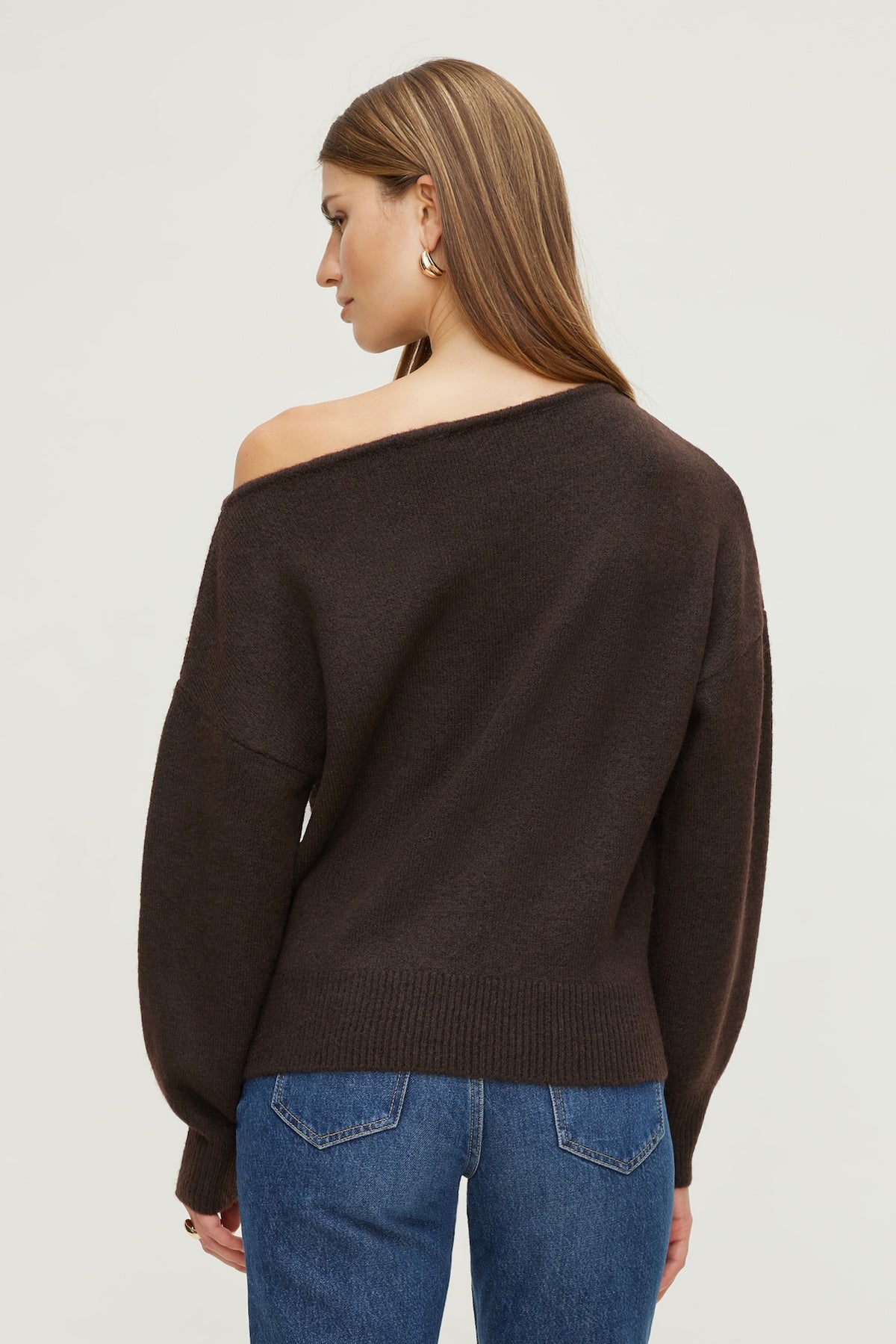 Dynamite Lola Off Shoulder Sweater Brown