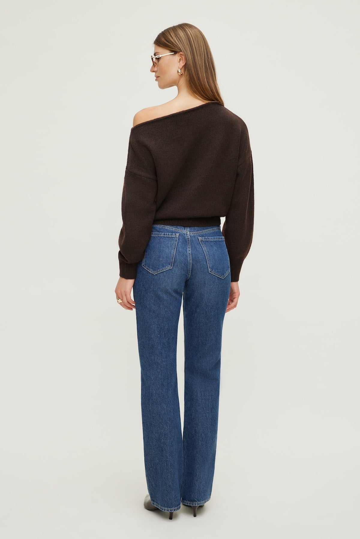 Dynamite Lola Off Shoulder Sweater Brown