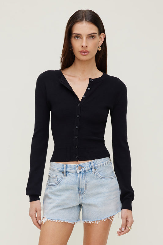 Dynamite Rebecca Crewneck Cardigan Black