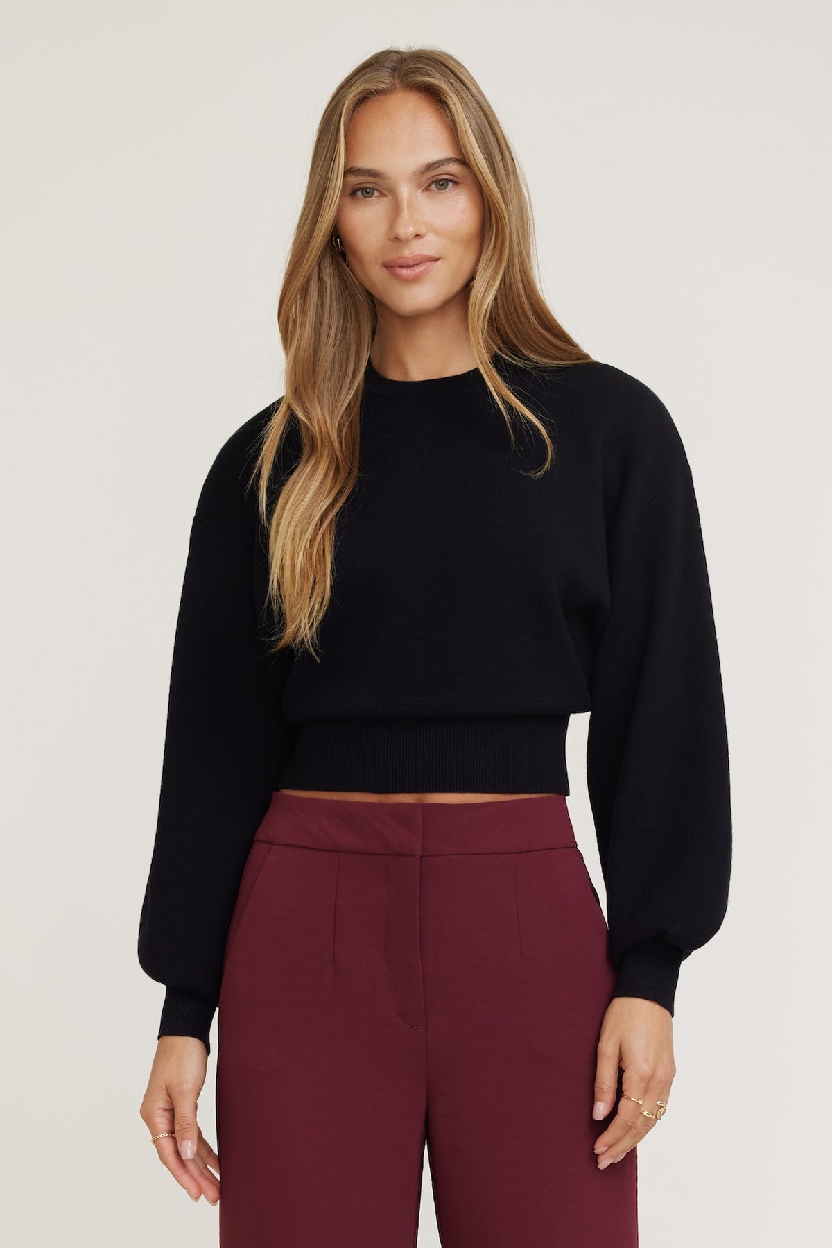 Dynamite Balloon Sleeve Sweater Black