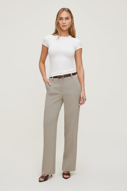 Dynamite Camelia Airflow Clean Straight Leg Pants Beige