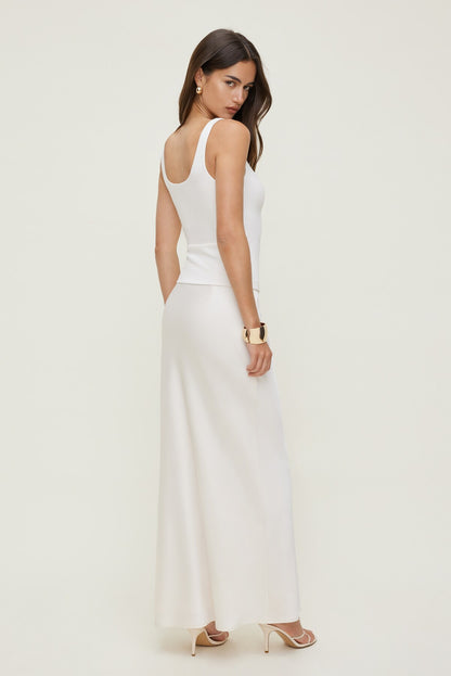 Dynamite Satin Maxi Skirt Beige