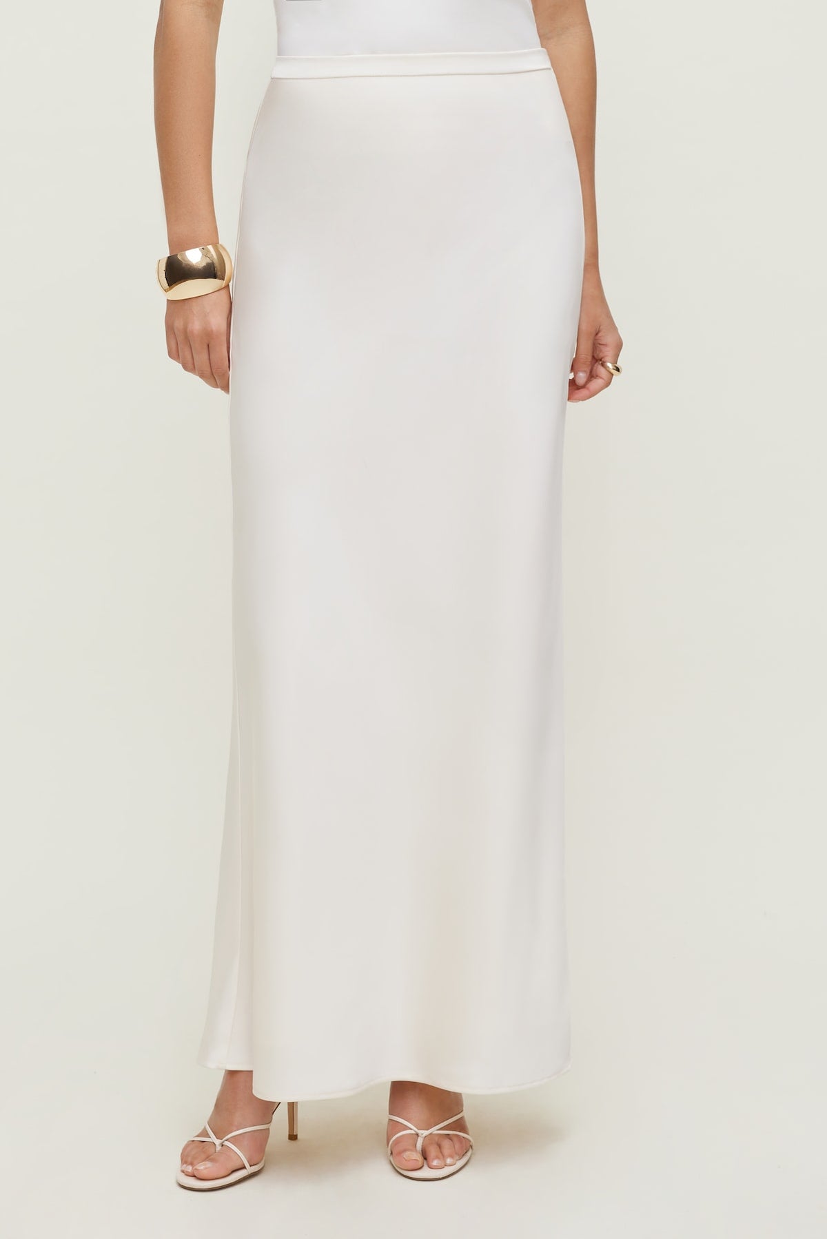 Dynamite Satin Maxi Skirt Beige