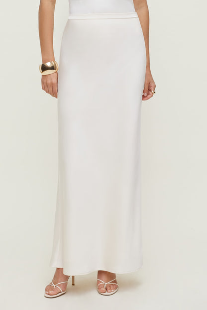 Dynamite Satin Maxi Skirt Beige