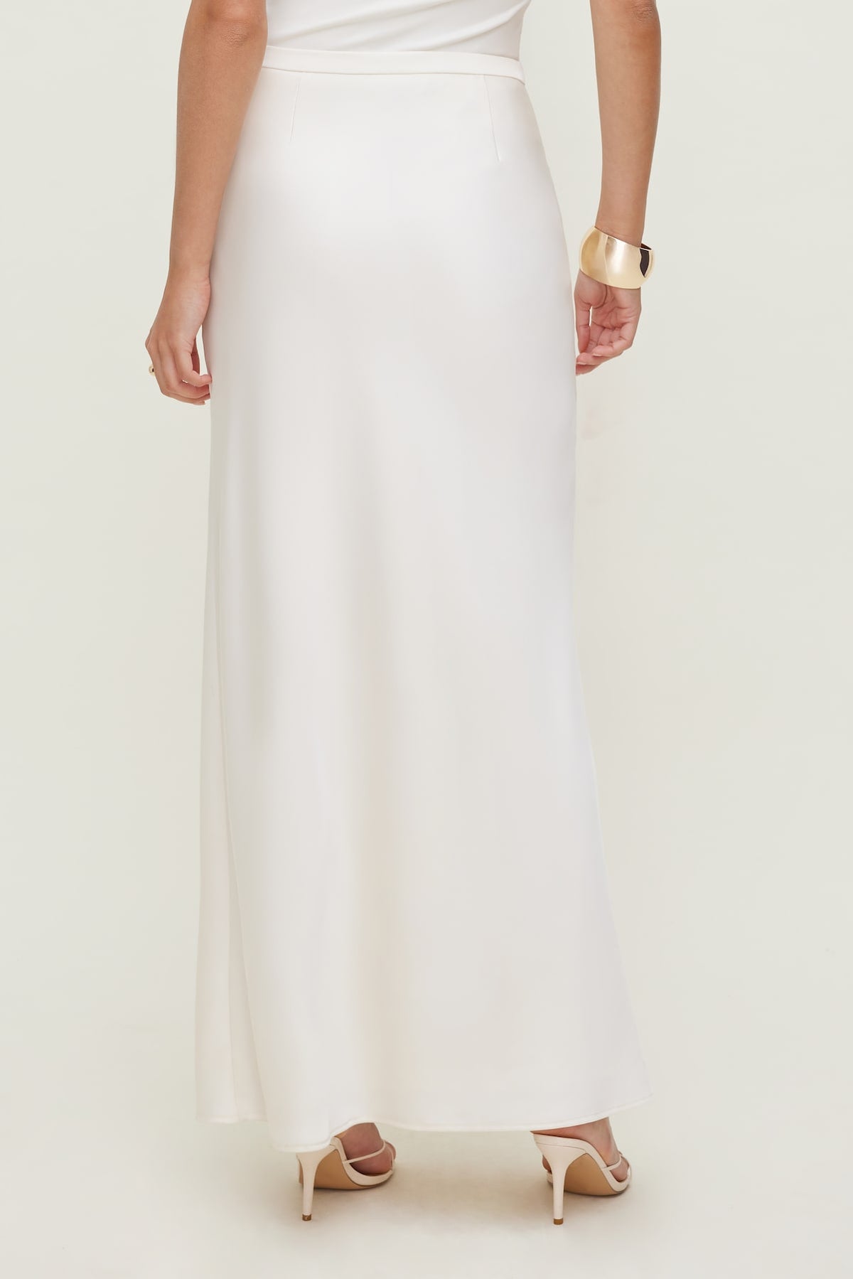 Dynamite Satin Maxi Skirt Beige