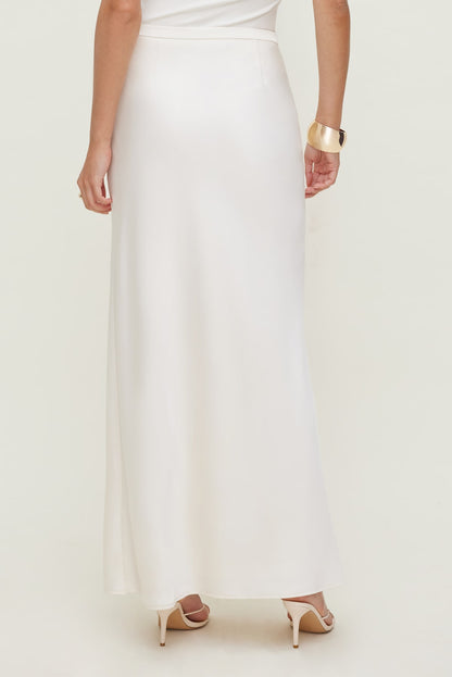 Dynamite Satin Maxi Skirt Beige